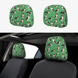 Luxury Car Seat Headrest Covers, Stylish Universal Fit for Most Cars and SUVs Australian Shepherds Dogs