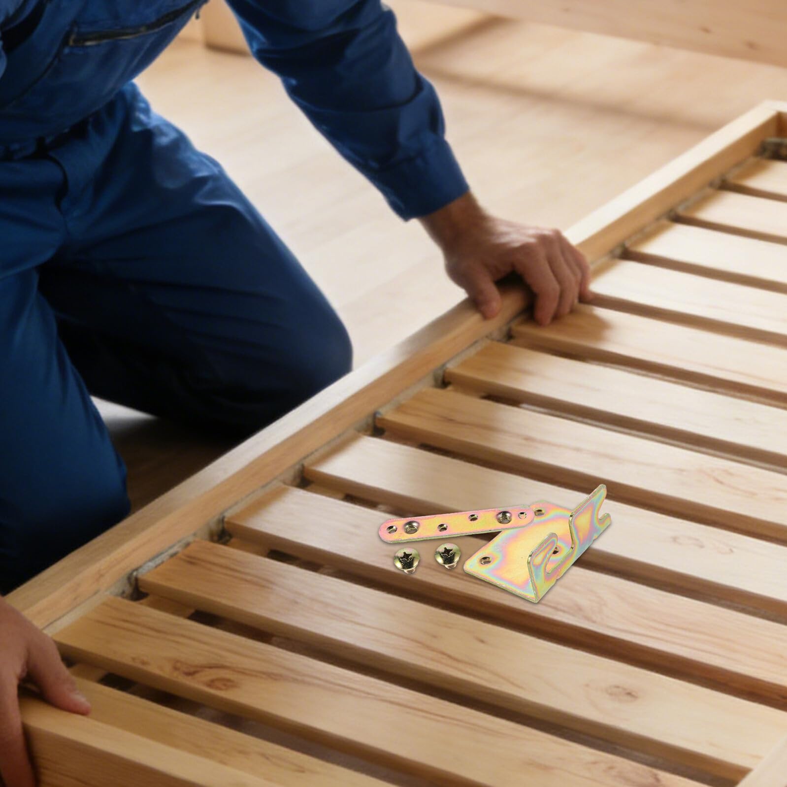 Set 8 Pezzi Staffe per Sponde del Letto in Metallo Spesso 2.0mm Connettori e Piastre di Aggancio per Telaio Letto in Legno Ferramenta Resistente per Mobili e Assemblaggio