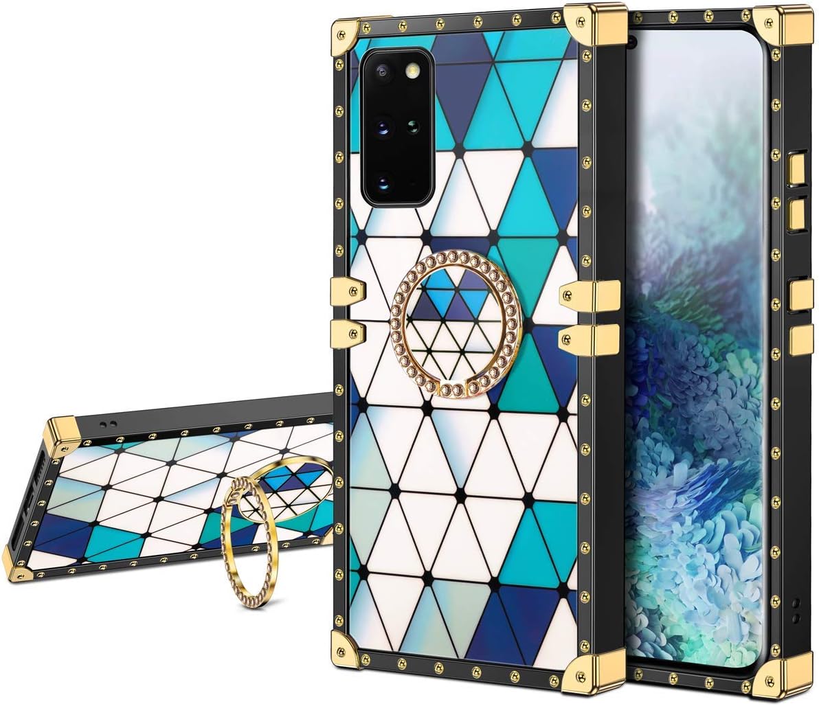 JAKPAK for Samsung Galaxy S21 Ultra 5G Case with Ring Holder Kickstand Case for Girls Women Luxury TPU Case Shockproof Protective Cover Compatible with Samsung Galaxy S21 Ultra 5G 6.8 inch Blue