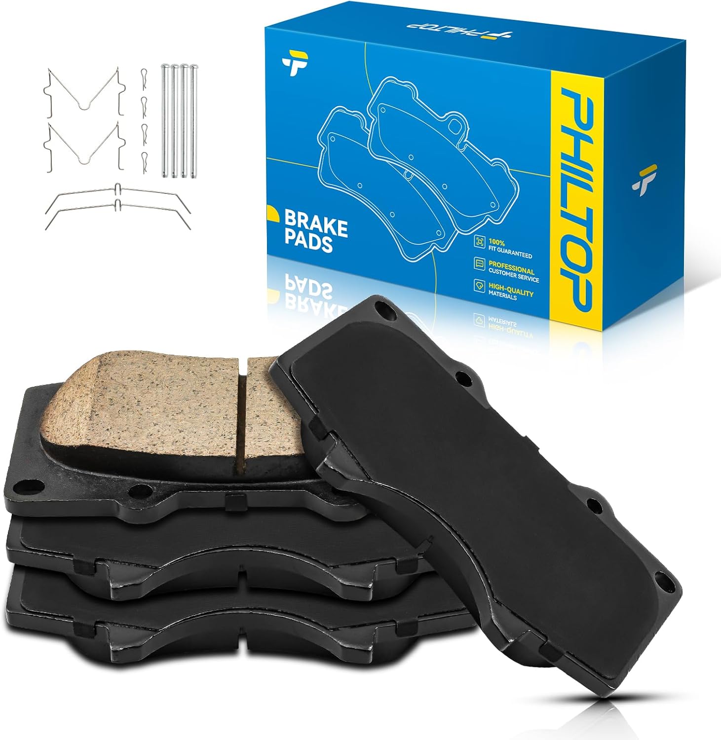 PHILTOP Ceramic Front Brake Pads For Toyota Tundra 2000-2006, 4 Pcs replace # D976