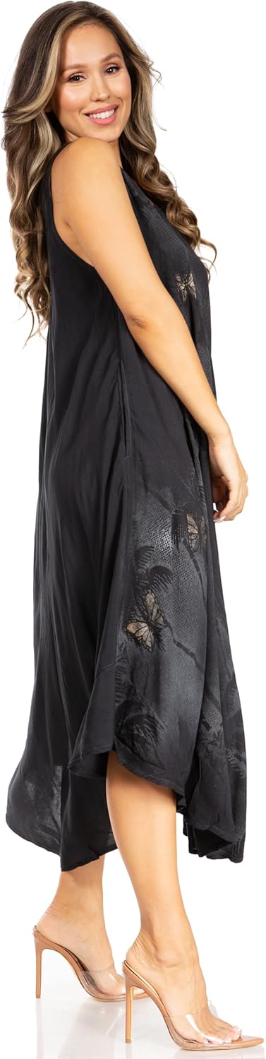 Sakkas Starlight Fourth Women's Tie Dye Caftan Tank Dress/Cover Up Beach Kaftan - Image 4
