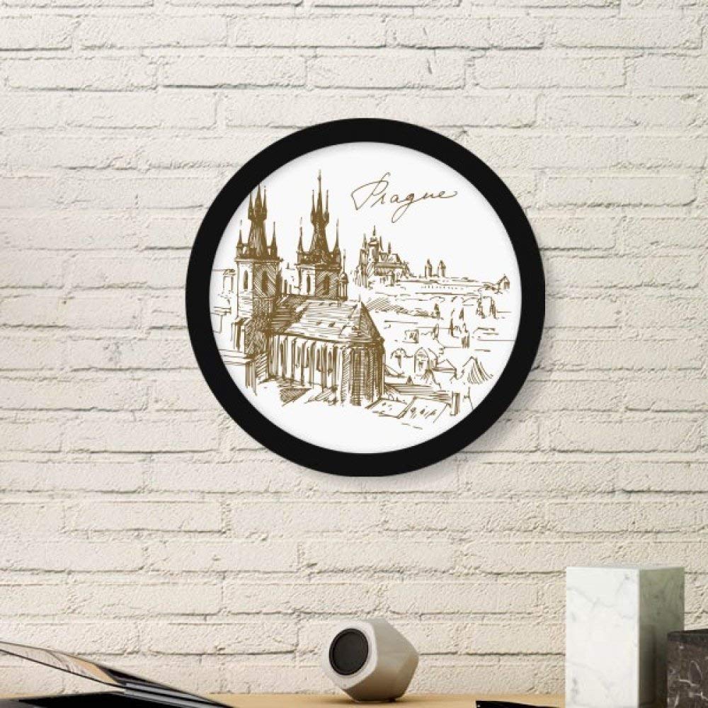 Cadre photo Prague République Tchèque rond noir petit format pour décoration murale