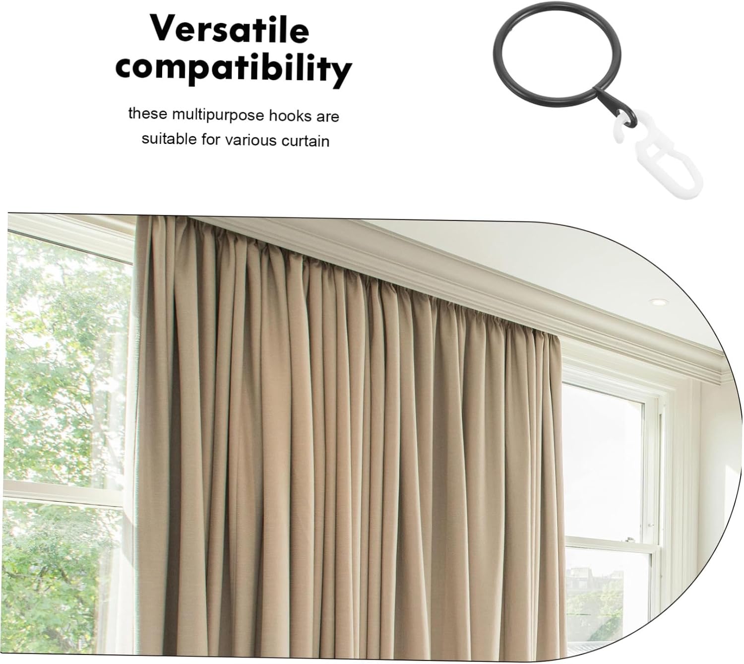 45pcs Curtain Rings and Hooks Drapery Hanger Clips for Bathroom Kitchen Home Window Decoration Versatile Curtain Accessories for Various