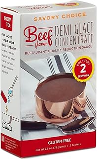 SAVORY CHOICE Beef Demi-Glace Concentrate, 1 Box of 2 Packets (37.5g) - Gluten-Free, Demi Glace Concentrate