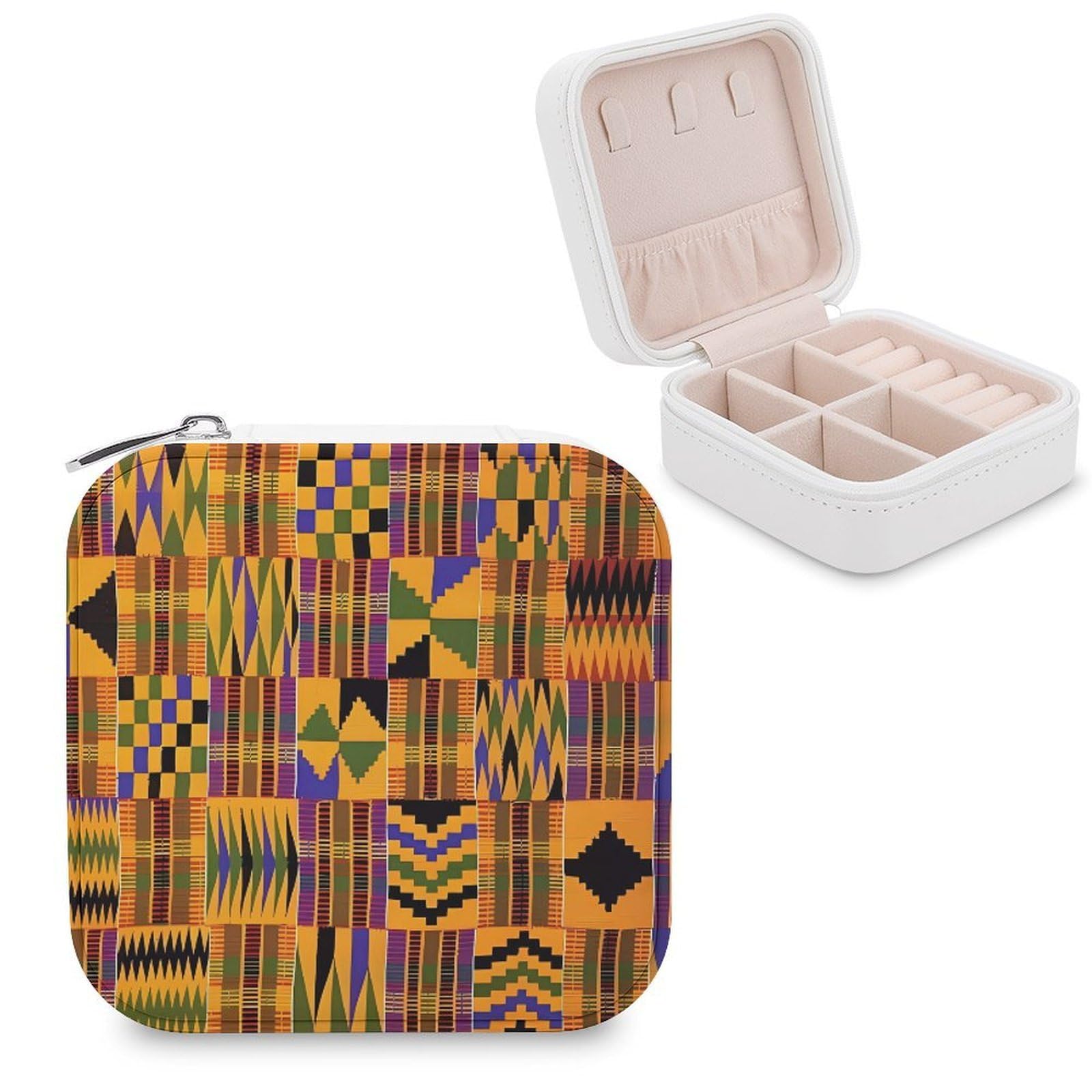 Boîte à bijoux portable en cuir synthétique doublure flanelle