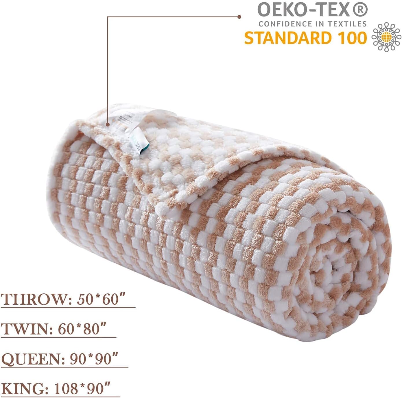 NexHome Fleece Blanket Queen Size - Beige Lightweight Bed Blankets - Soft Throw Blanket for Sofa, Couch, Camping, Travel - Super Cozy Warm Microfiber for All Season (Beige,90"x90")