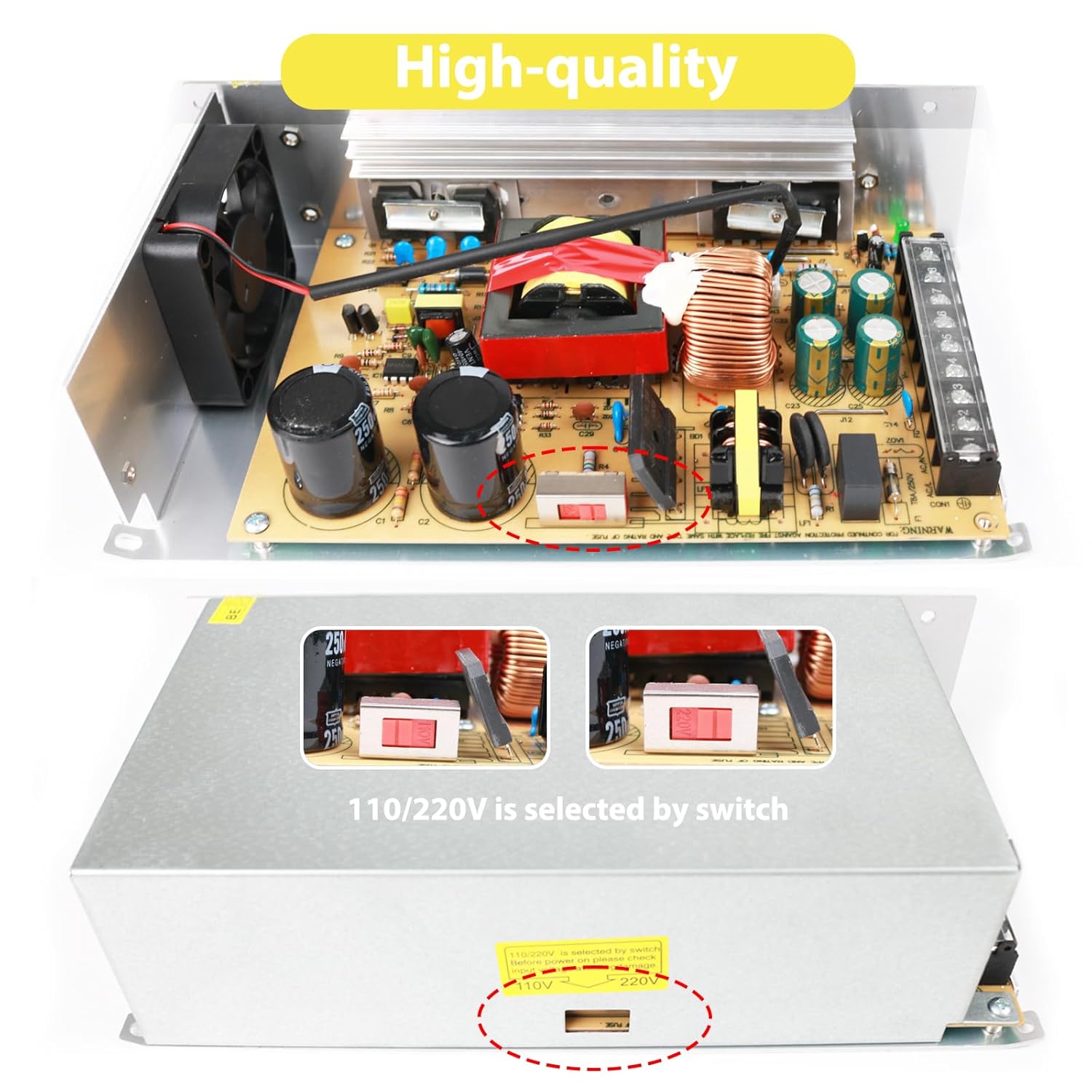 24V 25A Switching Converter, Switching Power Supply, AC/DC Voltage Regulator, AC 110V/220V to DC 24V 25A 600W Transformer Power Adapter Converter for LED Strip, LED Display, 3D Printer