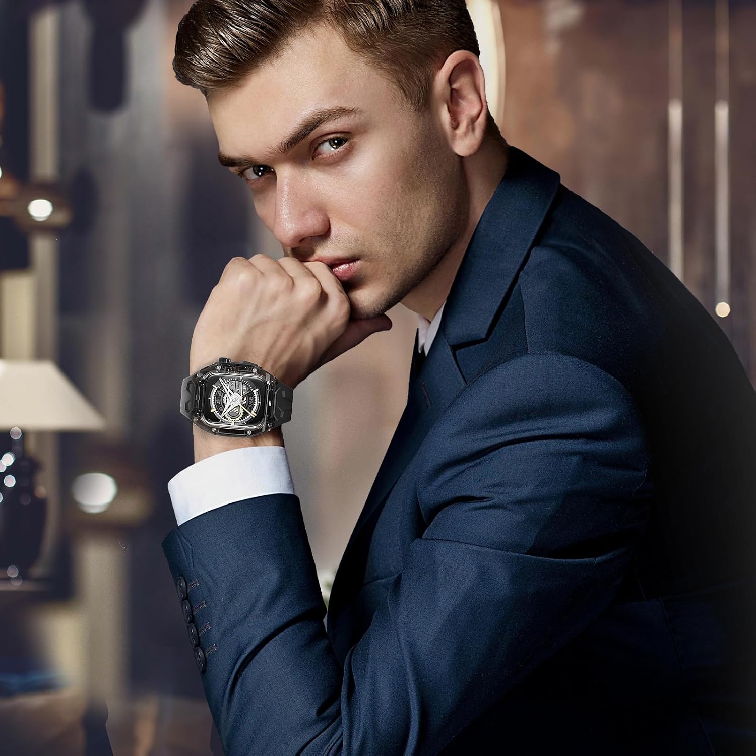 Delidigi Rugged Band and Case Compatible with Apple Watch Ultra 3 2 1 Series 11 10 9 8 7 6 5 4 SE 3 49mm 46mm 45mm 44mm 42mm, iWatch Sport Strap with Shockproof PC Frame Bumper for Men - Image 2