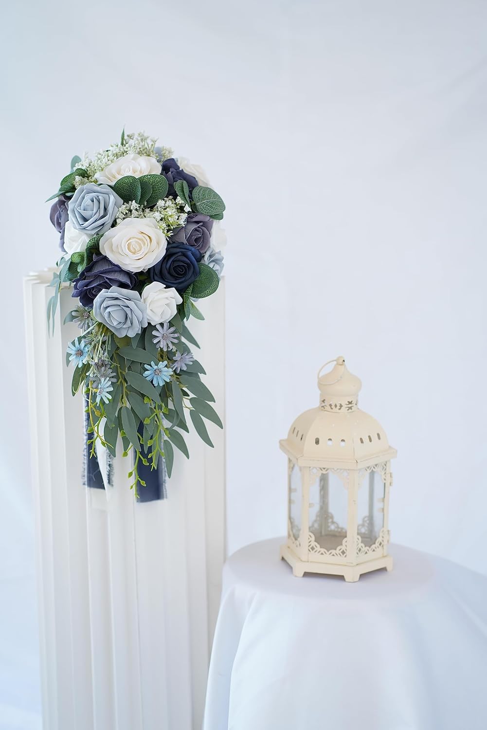 10 inch Water Drop Shape Bridal Bouquet Bridesmaid Bouquet Luxury Blue Roses Wedding French Rustic Vintage Wedding, Romantic Wedding Ceremony, Decoration