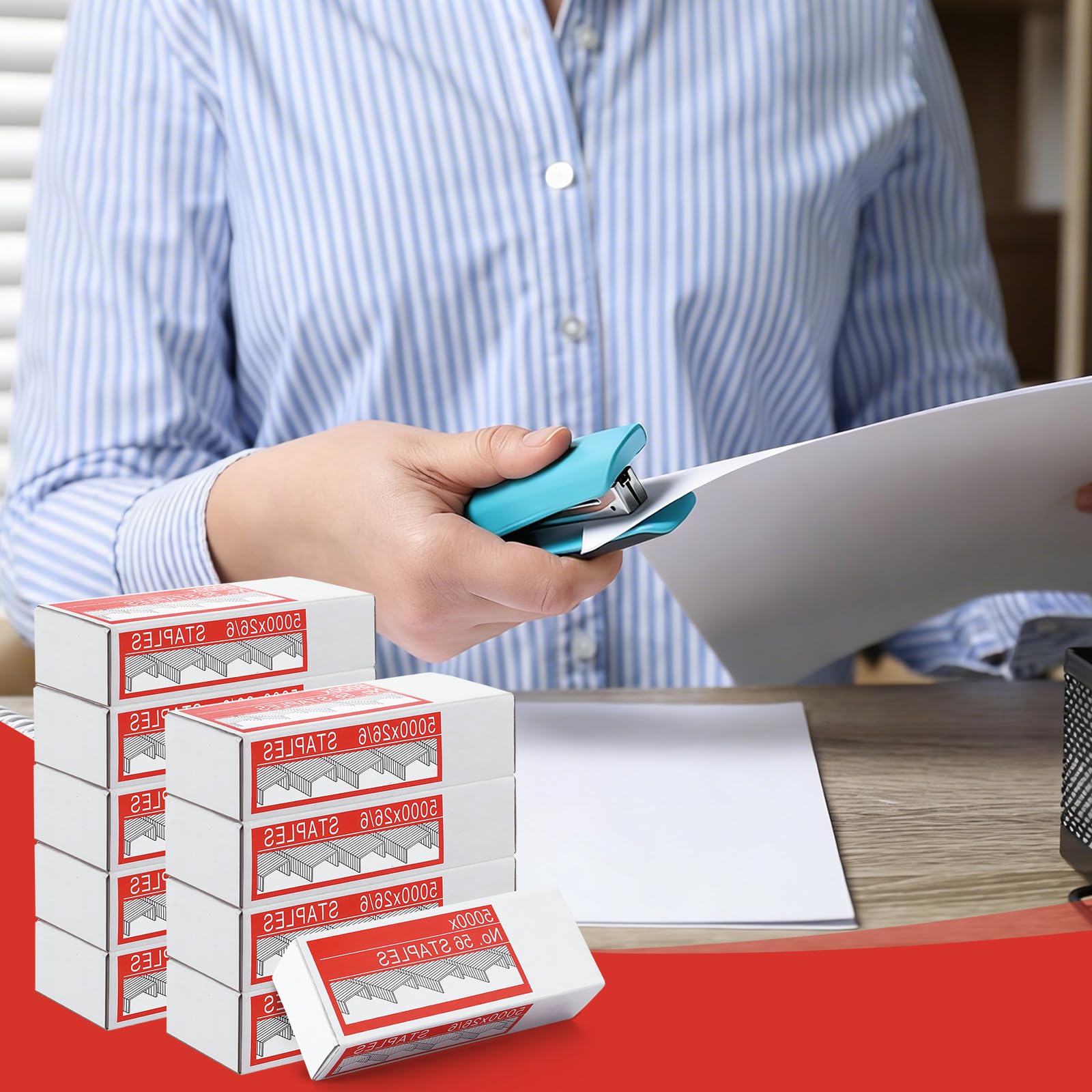 APACALI 60.000 Stück Heftklammern, 26/6 Standardklammern, Heftklammern 26/6 für Zuhause, Büroarbeit (1 Box mit 5000, 12 Boxen)