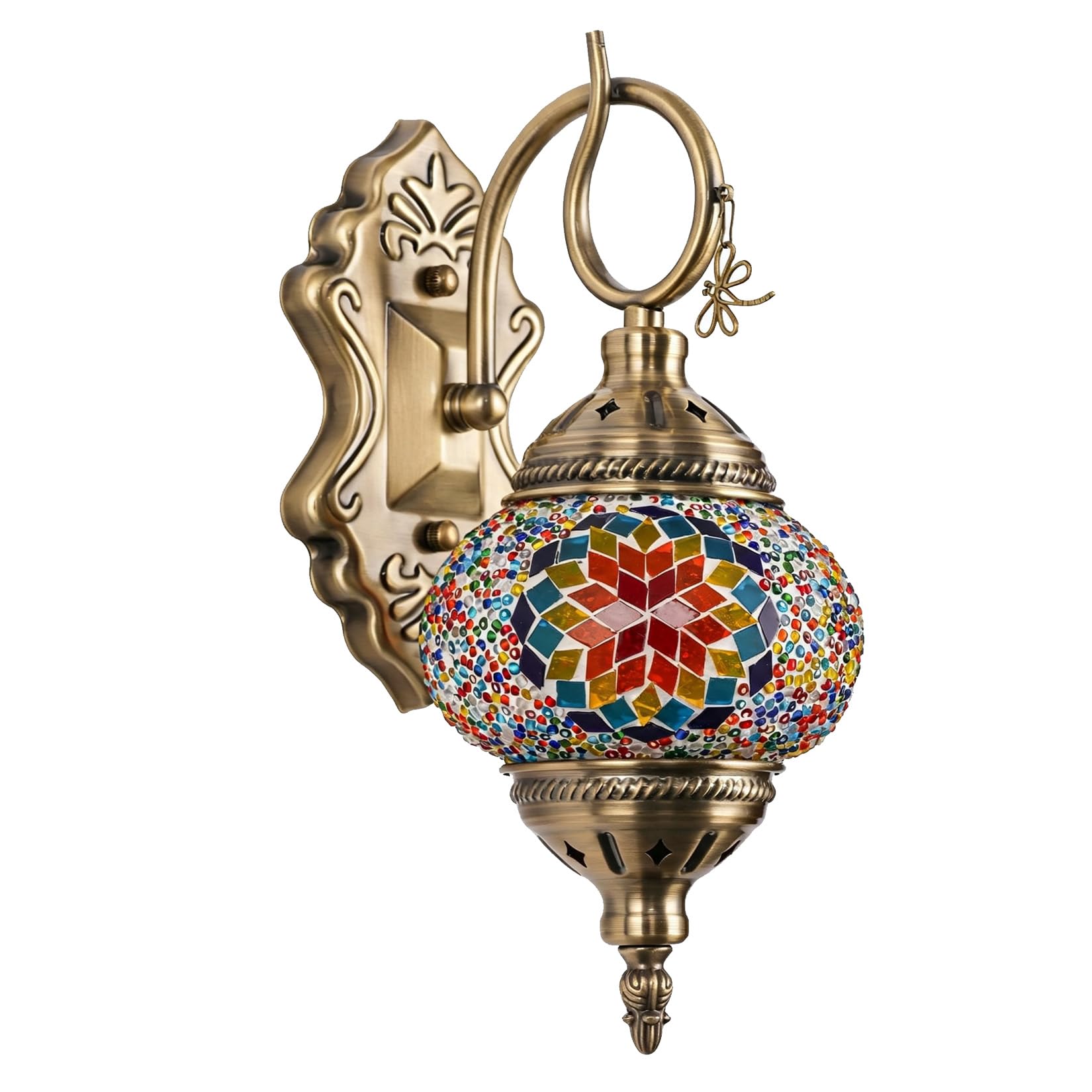 Yjmgrowing Turkish Mosaic Glass Wall Lamp Handcrafted Moroccan Wall Sconces