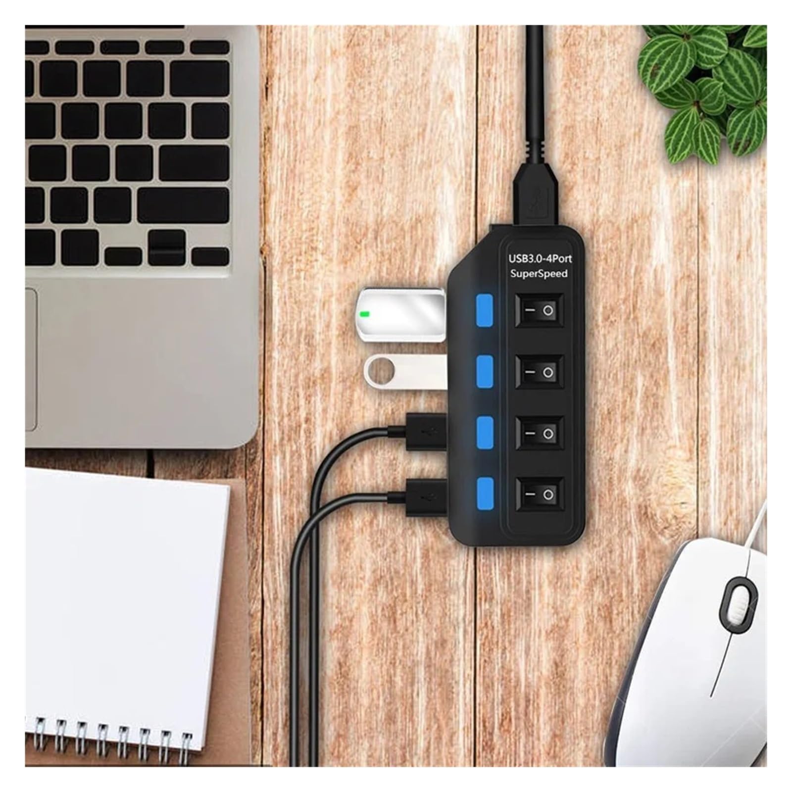 4 Porty USB 3.0 HUB 5 Gb/s Szybki Ekspander Multi Przejściówka Rozgałęziająca Z Lampą LED Do Komputera Stancjonarnego Akcesoria Laptopa MożLiwość Szybkiego łAdowania