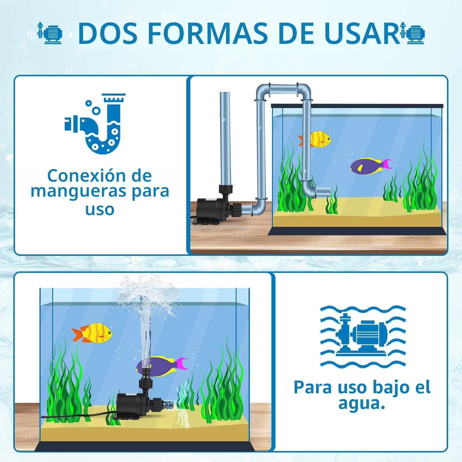 EXLECO Bomba de Agua 12V DC, Mini Bomba de Agua Sumergible sin Escobillas 800L/H 5M Bomba Acuario Pequeña con Bomba de Cerámica Núcleo para Acuario Tanque de Peces Sistema de Circulación