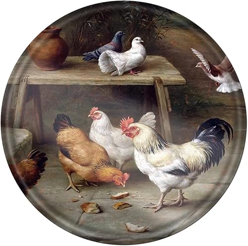 Letrero de metal redondo de hojalata con pollo, gallina, gallo, vintage, decoración de pared, letreros de metal divertidos para decoración de pared,