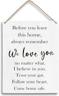 Before You Leave This Home Always Remember We Love You Sign Hanging Wooden Signs 8x10, We Love You Wall Sign Decor, Entryway Wall Decor, Inspirational Motivational