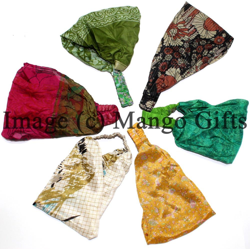 Fashion Women Yoga Elastic Hairband Silk Sari Hair Band Headband Lot 10 Pcs