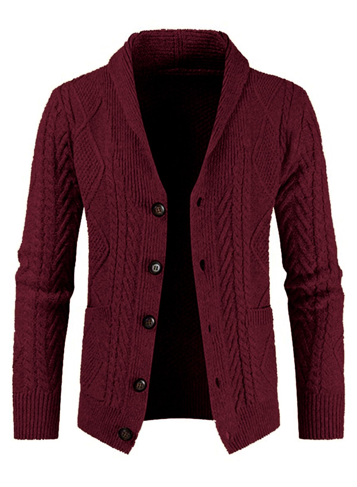 JMIERR Mens Shawl Collar Cable Knit Cardigan Sweater