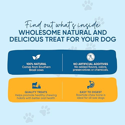 Miniatura 3 de Huesos grandes de cuero crudo de 8 a 9 pulgadas (15 unidades) Huesos naturales de alta calidad para masticables de larga duración | Ganado