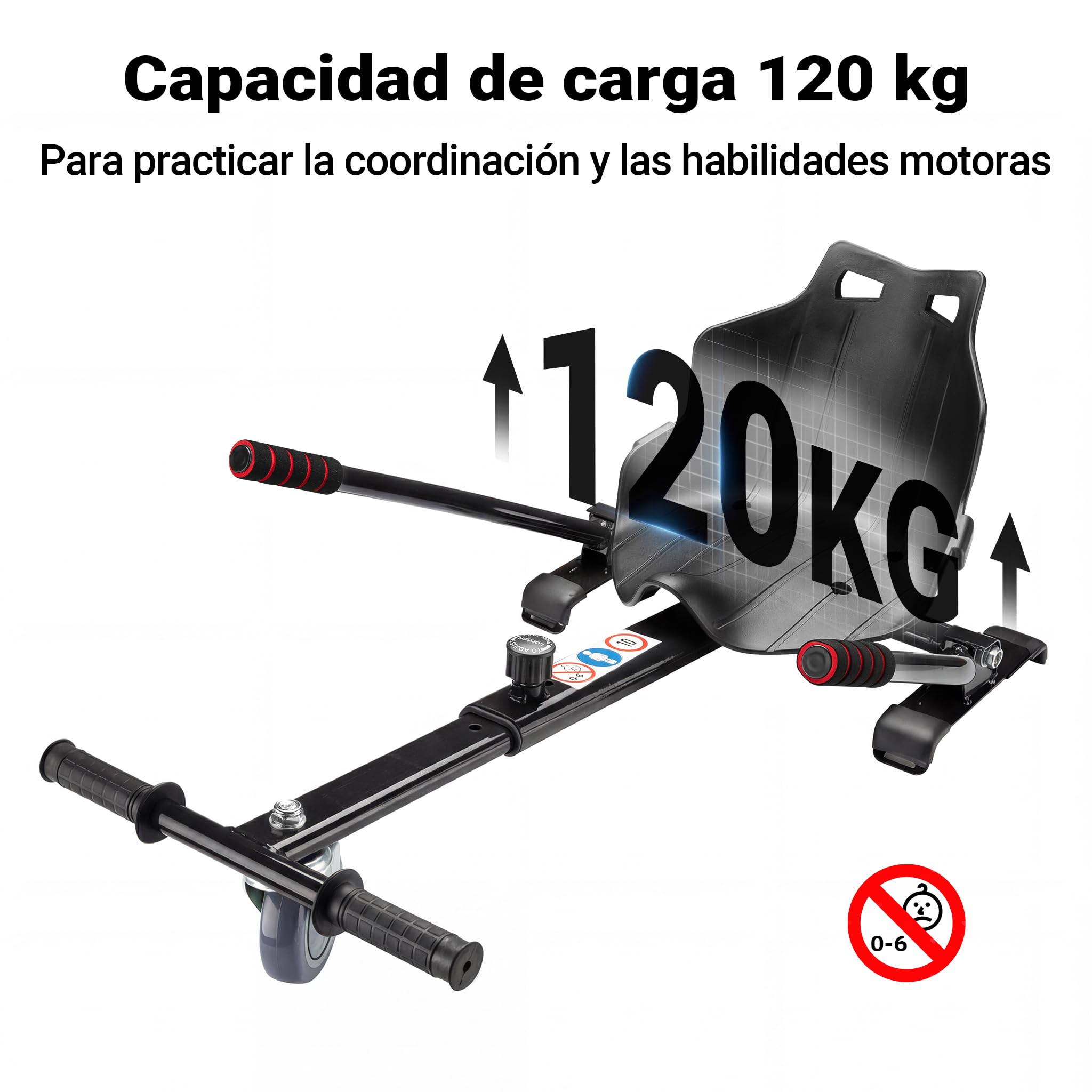 Asiento para patinete de equilibrio en color negro, asiento ajustable para patinete eléctrico