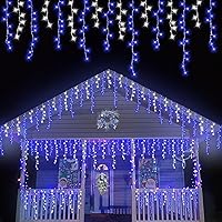 Vista 17 de YEGUO Luces de Carámbano LED de 33 pies 400 para Exteriores, 80 Gotas Luces de Carámbano de Navidad Conectables, 8 Modos Luces de Carámbano