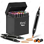 Cable World Dual Tips 48 Colors Markers Set, Art Markers for Adult Coloring Books, Artist Drawing Sketch Markers Set with Fine & Brush Tip (48 Pcs)