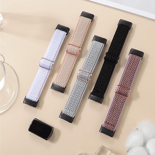 Miniatura 4 de Paquete de 5 correas elásticas de nailon compatibles con Fitbit Charge 6Fitbit Charge 5 bandas para mujeres y hombres, correas elásticas ajustables