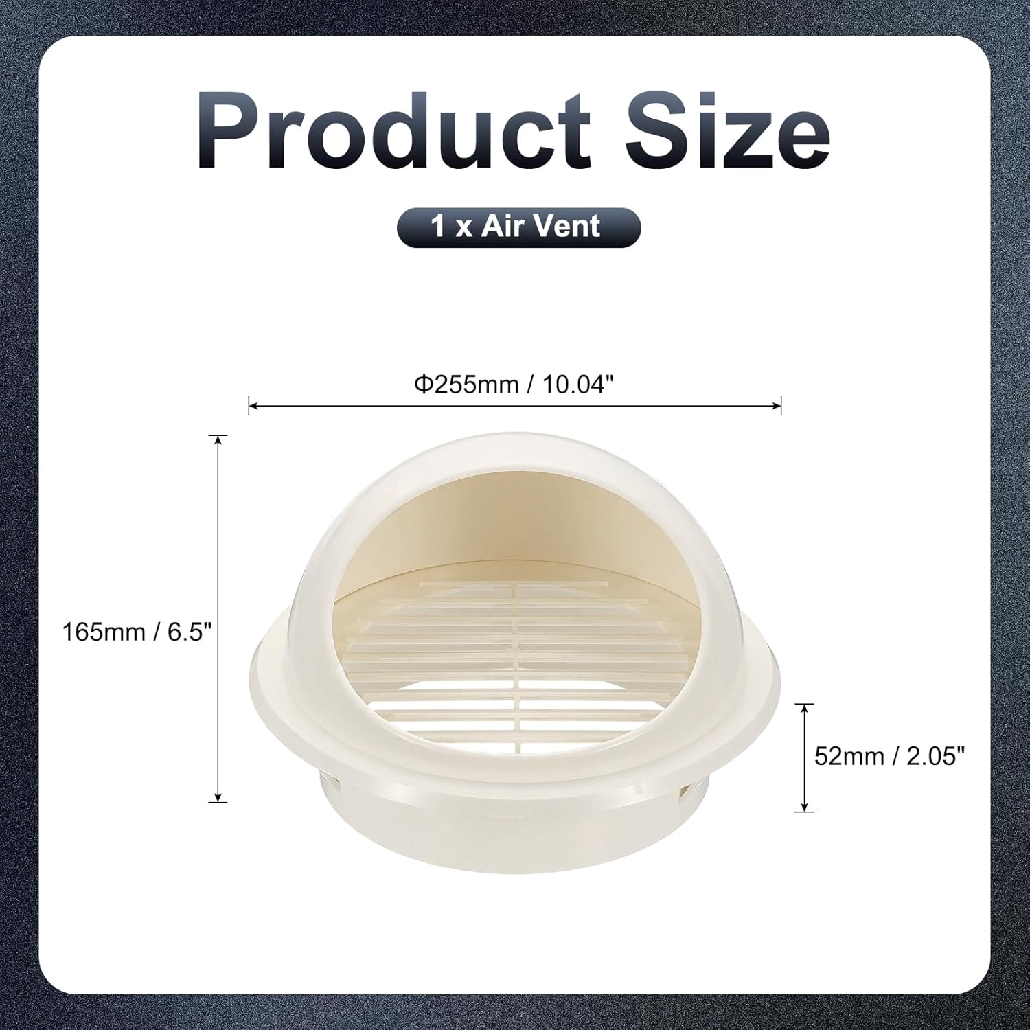 PATIKIL 8" Round Soffit Air Vents, PVC Louver Vent Cover Wall Vent Outside Caps Removable Half Spherical Dryer Air Vent Cap for Exhaust Air Ventilation HVAC System Outlet, White
