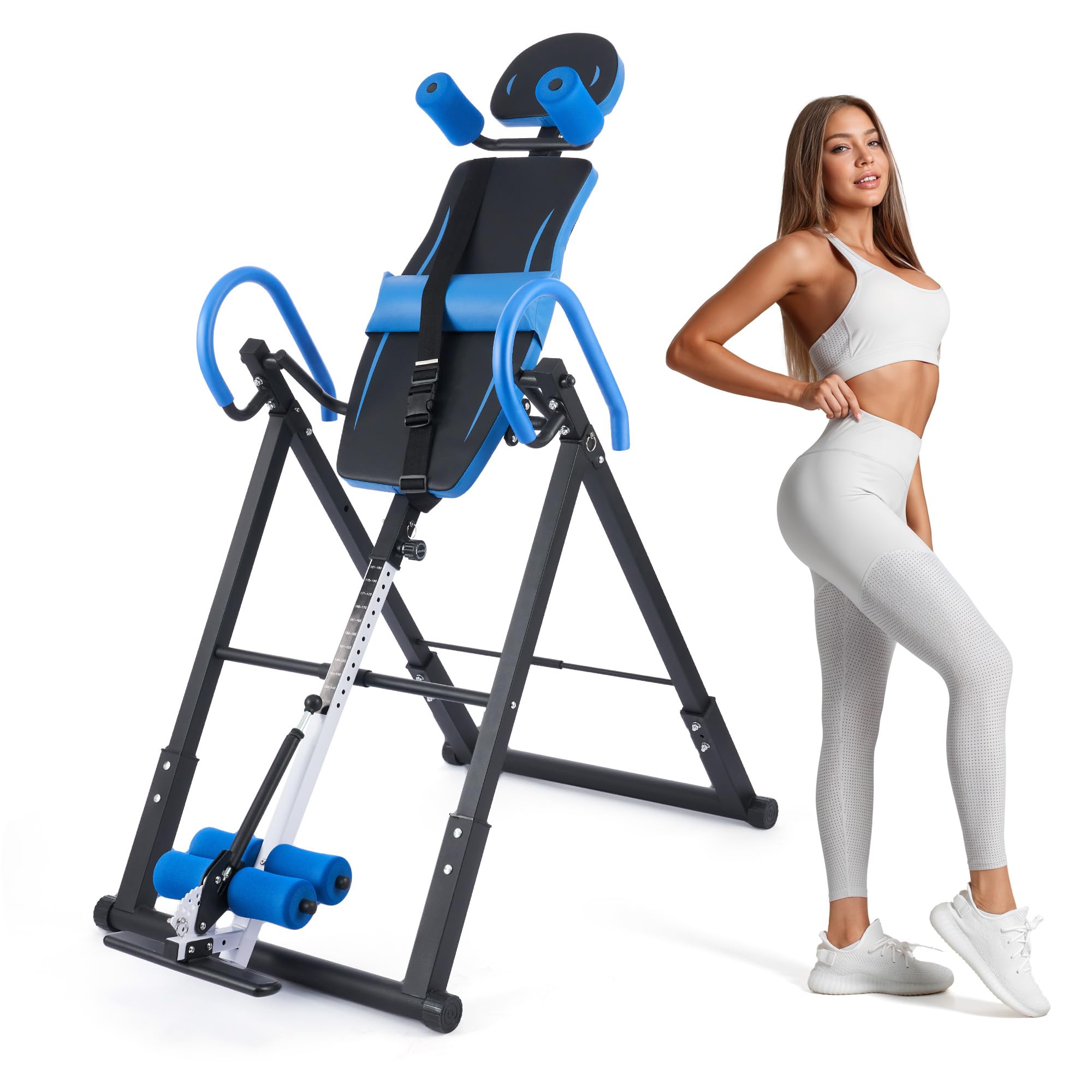 ZELUS Table d'Inversion Pliable Réglable Équipement pour de Gymnastique à Domicile Entraînement par Gravité pour la Thérapie Naturelle de Soulagement des Douleurs du Dos
