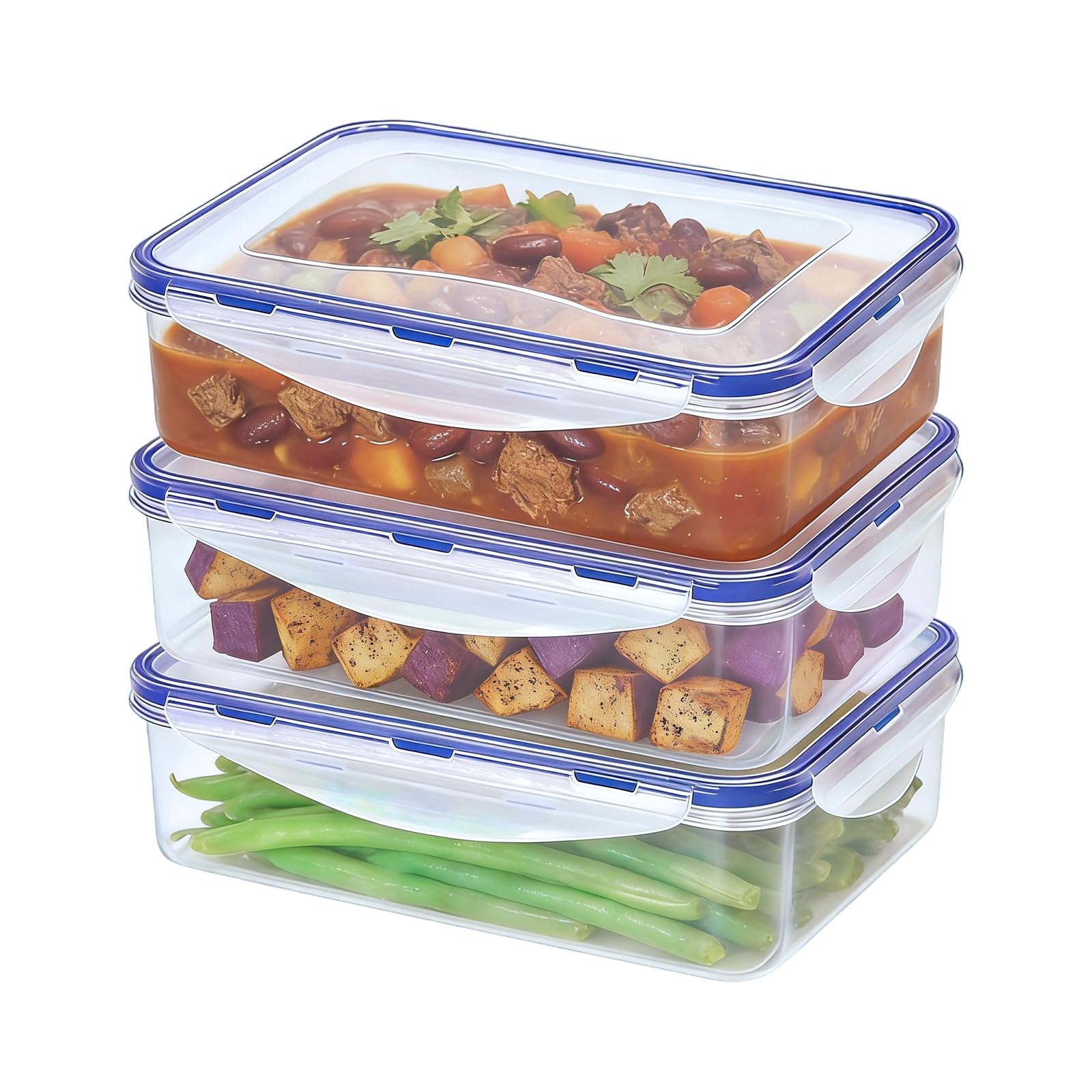 Contenitori per alimenti in plastica con coperchio, 1,65 l, 3