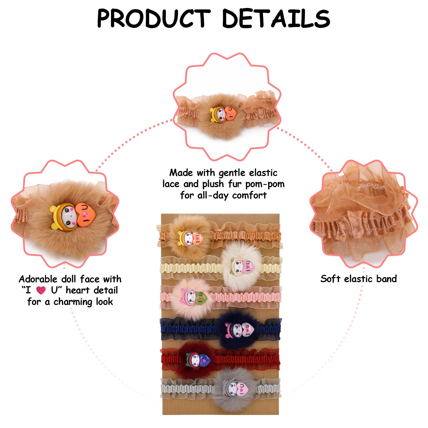 SYGA 6 Pcs Baby Headband Set for Girls–Soft Elastic Hair Bands with Cute Cartoon Fur Design, Newborn Infant Toddler Hair Accessories for 0-3 Year (Design-6) 3