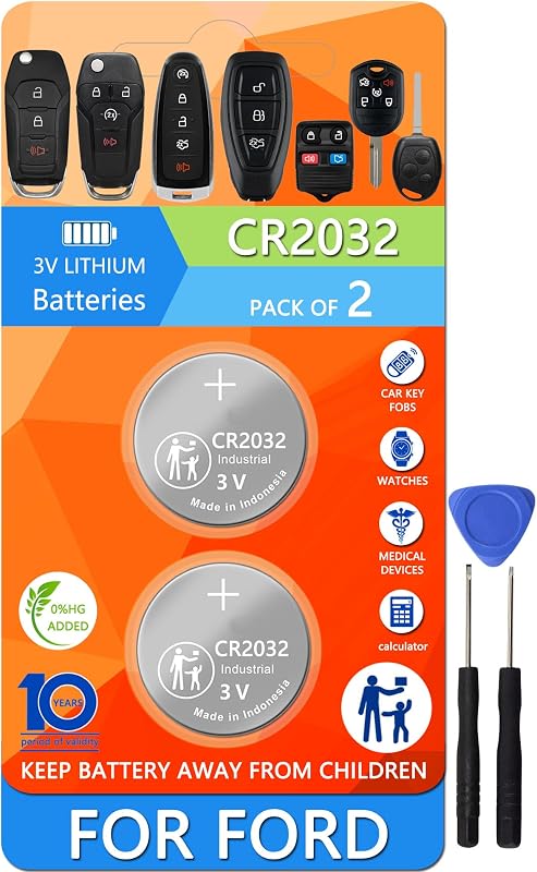 Baterias CR2032 para chave canivete Ford e Lincoln ZNLUMOX – Kit com 2 unidades