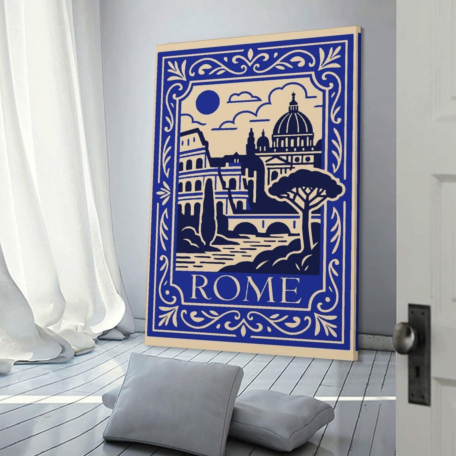 Junmoney Vintage Rome Travel Decorative Wall Artwork, 20x30inch(50x75cm), for Home Lounge, Bedroom Or Reading Nook, Eye Catching Artwork for Blank Walls