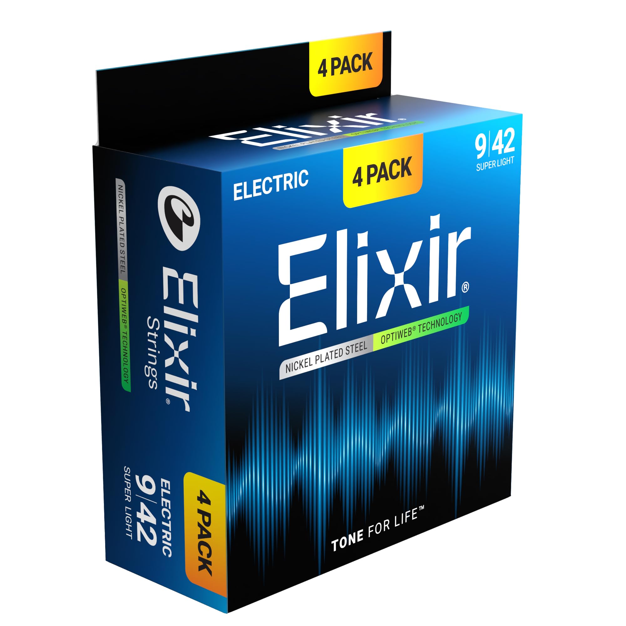 Elixir® Strings Electric Guitar Strings with OPTIWEB® Technology, Super Light (.009-.042) - Amazon Exclusive 4 Pack