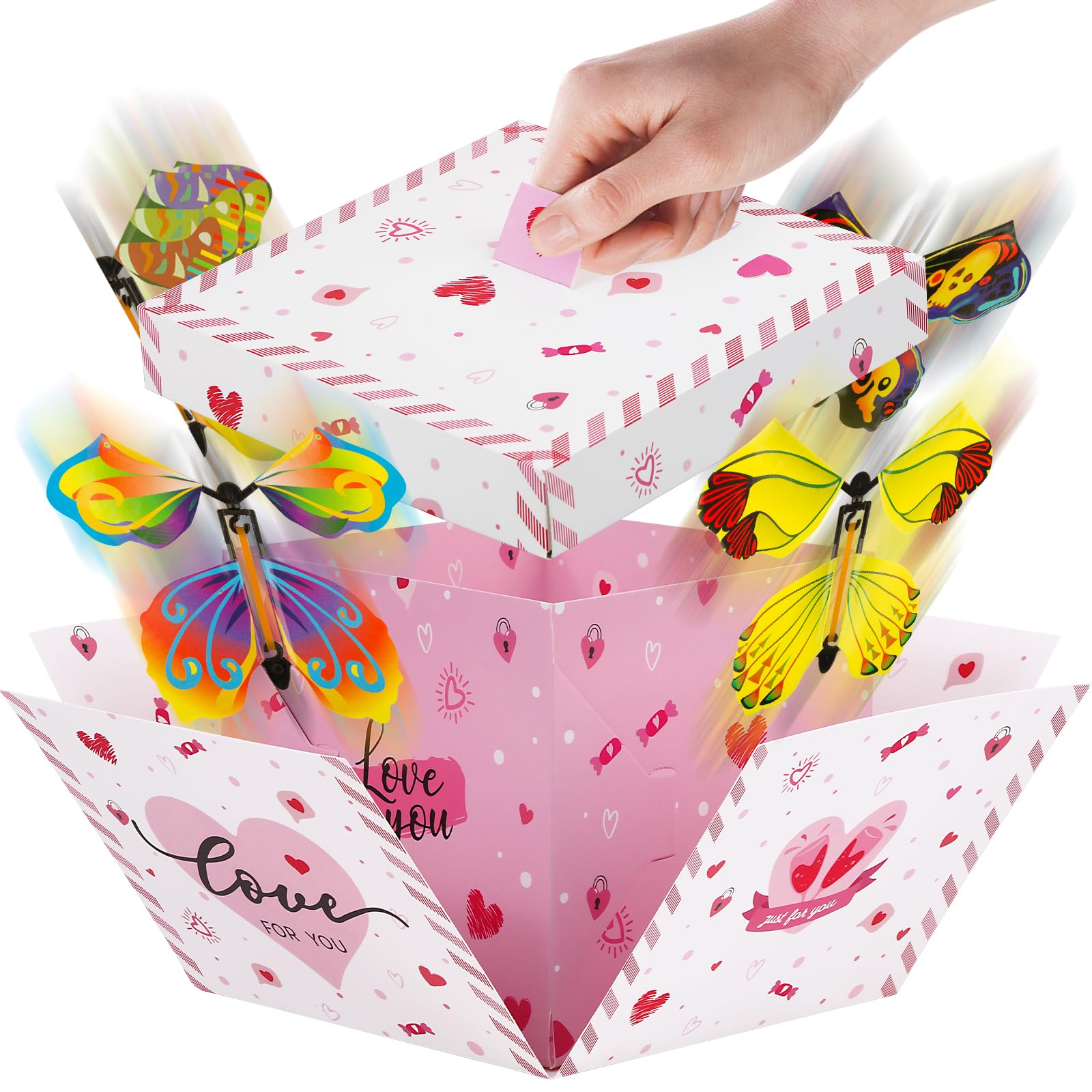 12 Papillons Volants Magiques SUJEBKC – élastiques Surprises – 13 X 14 Cm – Boîte Cadeau Anniversaire – Effet Wow Garanti