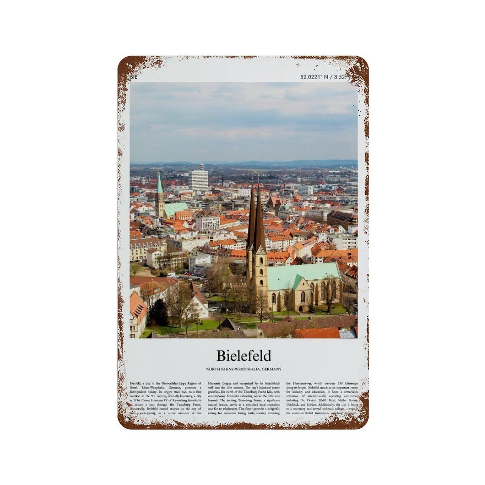 xiaoxiaoshen Bielefeld North Rhine-westphalia, Germany City Scenery Wall Decor Art Metal Tin Poster Modern Home Decor Art Home Bar Shop Decorations Vintage Sign 30x20cm