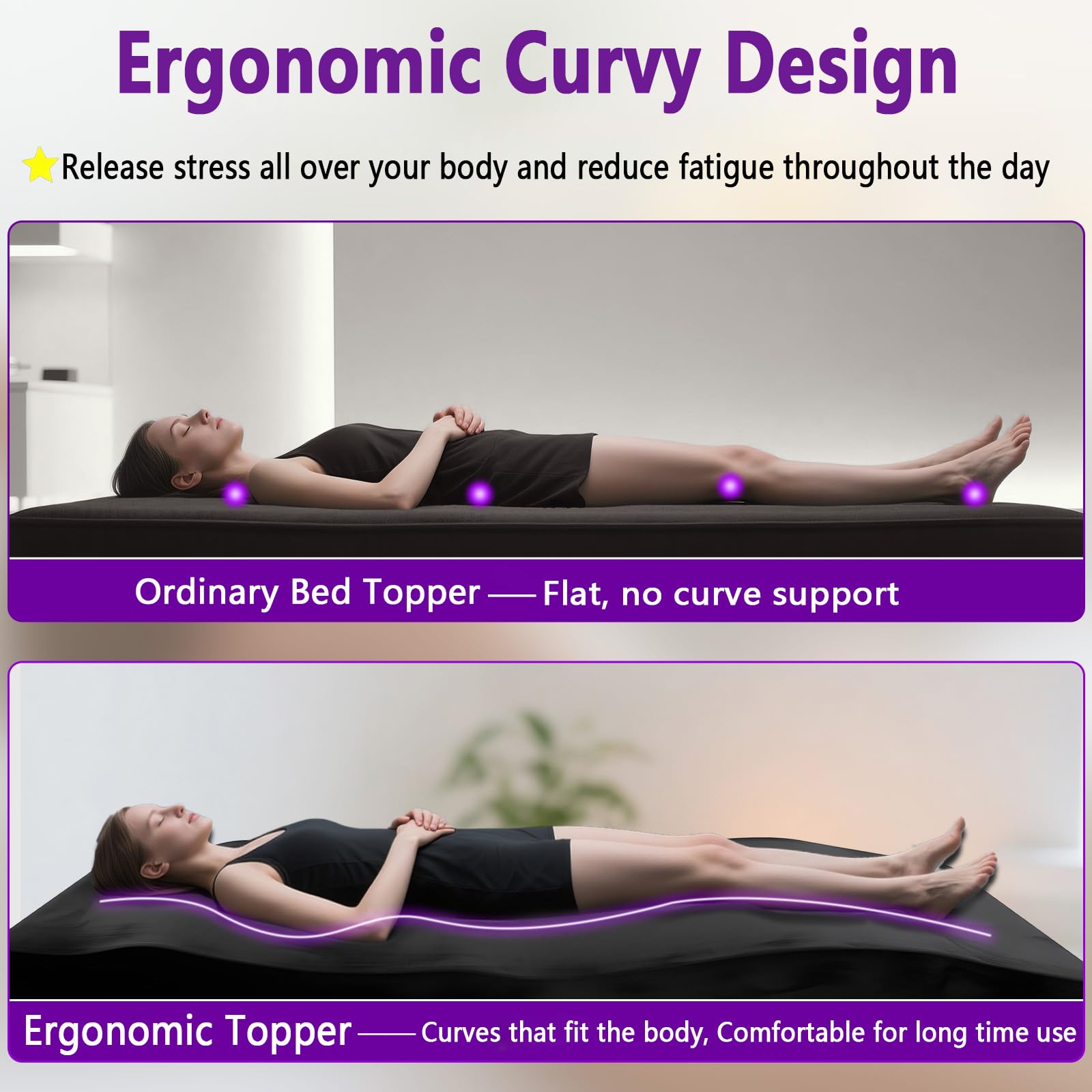 Lit à cils Wave - Surmatelas - 180 x 60 cm - Mousse ondulée - Ergonomique - Pour chaise longue cosmétique, table de massage, spa et salon de beauté (matelas uniquement)