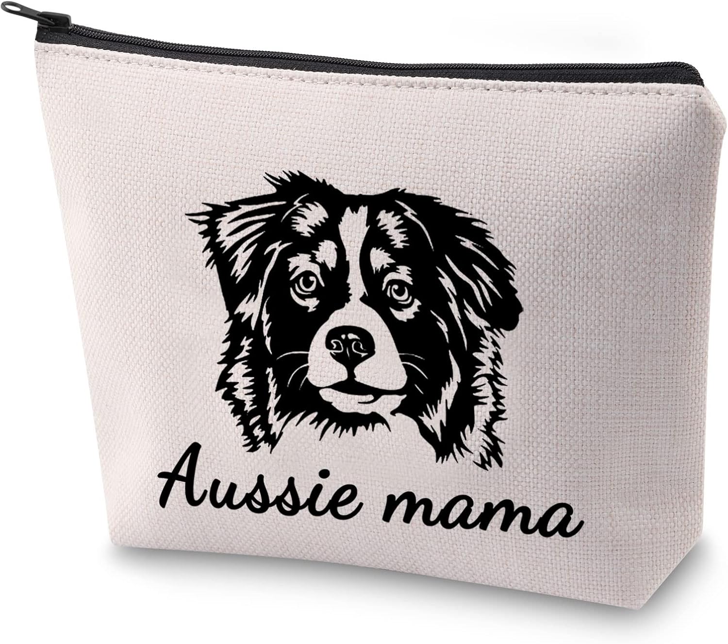 ZJXHPO Australian Shepherd Dog Owner Gift Funny Aussie Mama Cosmetic Bag Zipper Accessory Pouch, Aussie Mom, 23.5*17 cm,