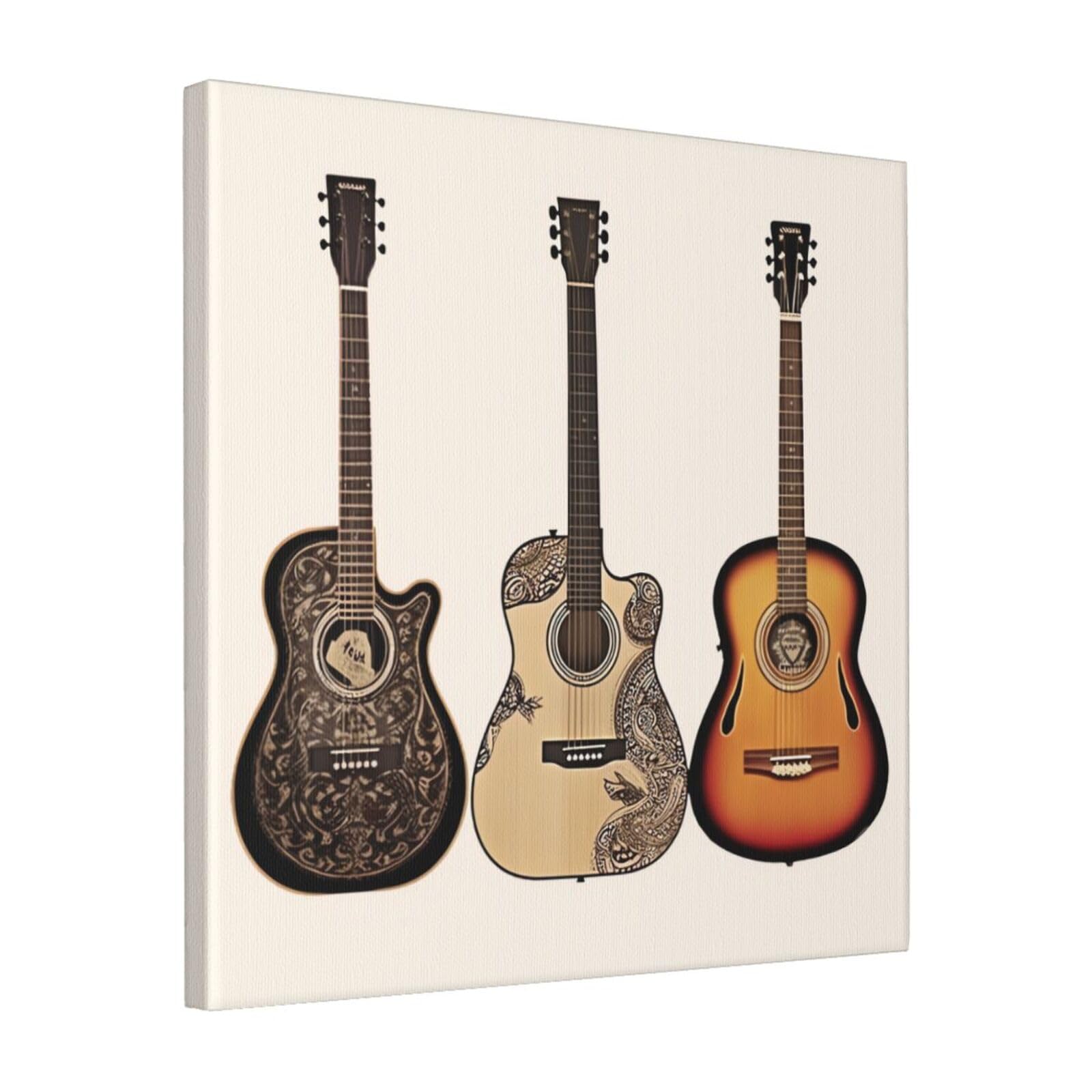 KLOPH Guitar Canvas Wall Art for Living Room 16"x16" Modern Artwork Painting for Bathroom Hanging Canvas Prints Aesthetic Wallart for Bedroom Kitchen Office Wall Decor