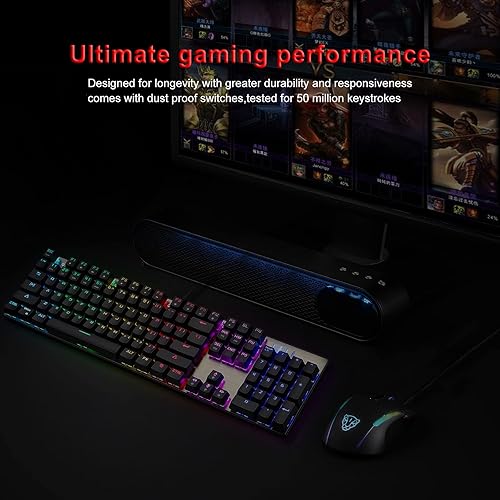 Miniatura 6 de MOTOSPEED CK104 Teclado mecánico para juegos con retroiluminación LED RGB, teclado mecánico de intercambio en caliente de 104 teclas con base de