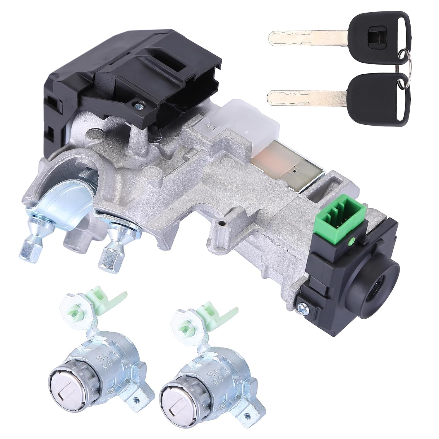 Ignition Switch Cylinder Door Lock with 2 Keys Complete Set Fit for Honda CR-V CRV 2.4L Auto Trans 2002-2006 72185-S9A-013 Car Front Left Right Door Lock Cylinder Set Lock Cylinder 35100-SDA-A71