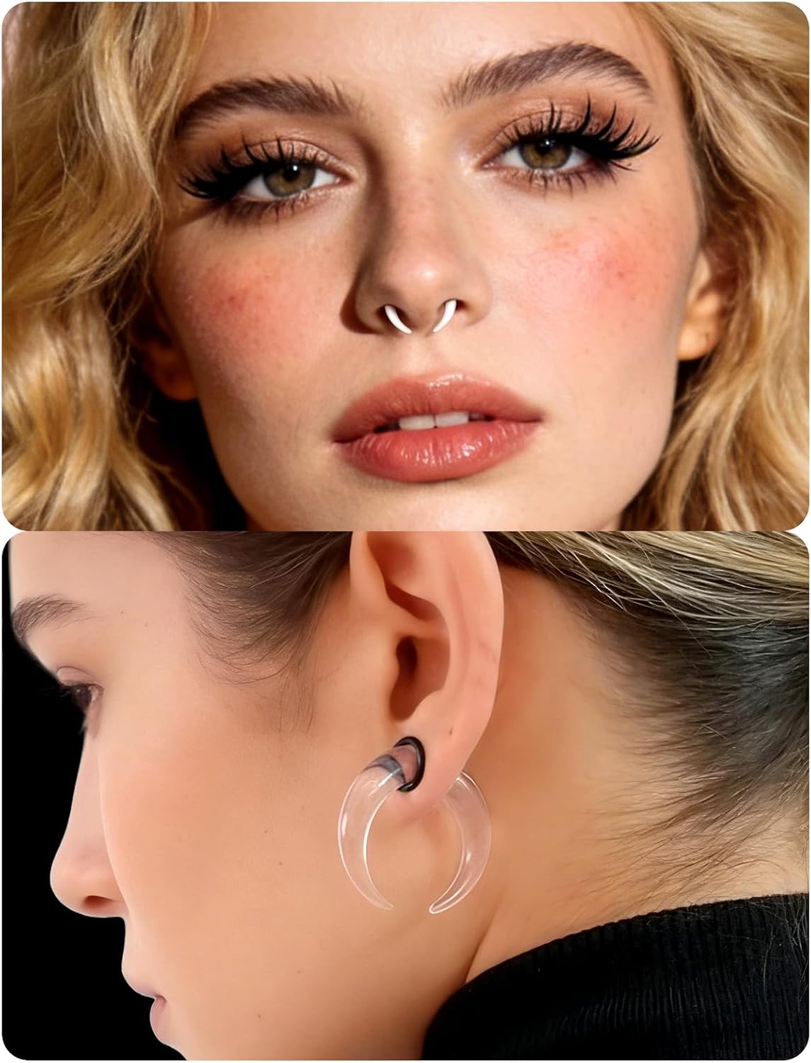 14-00G Ears Gauges Tunnels Plugs for Women Acrylic Buffalo Pincher Ear Gauge Septum Stretching Kit Nose Piercing Kit Earring Expander Stretcher Earrings Piercing Jewelry for Women Men