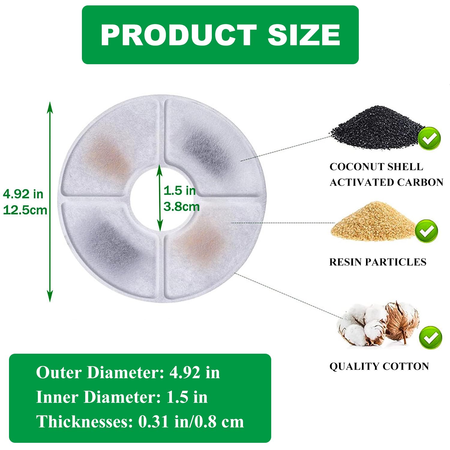 Filter Cartridges for Cat Fountain Filter Replacements for Pet Water Dispenser Fountain Filters Water Purification for Dog Cat Automatic Drinking Dispenser 6pcs - Image 2