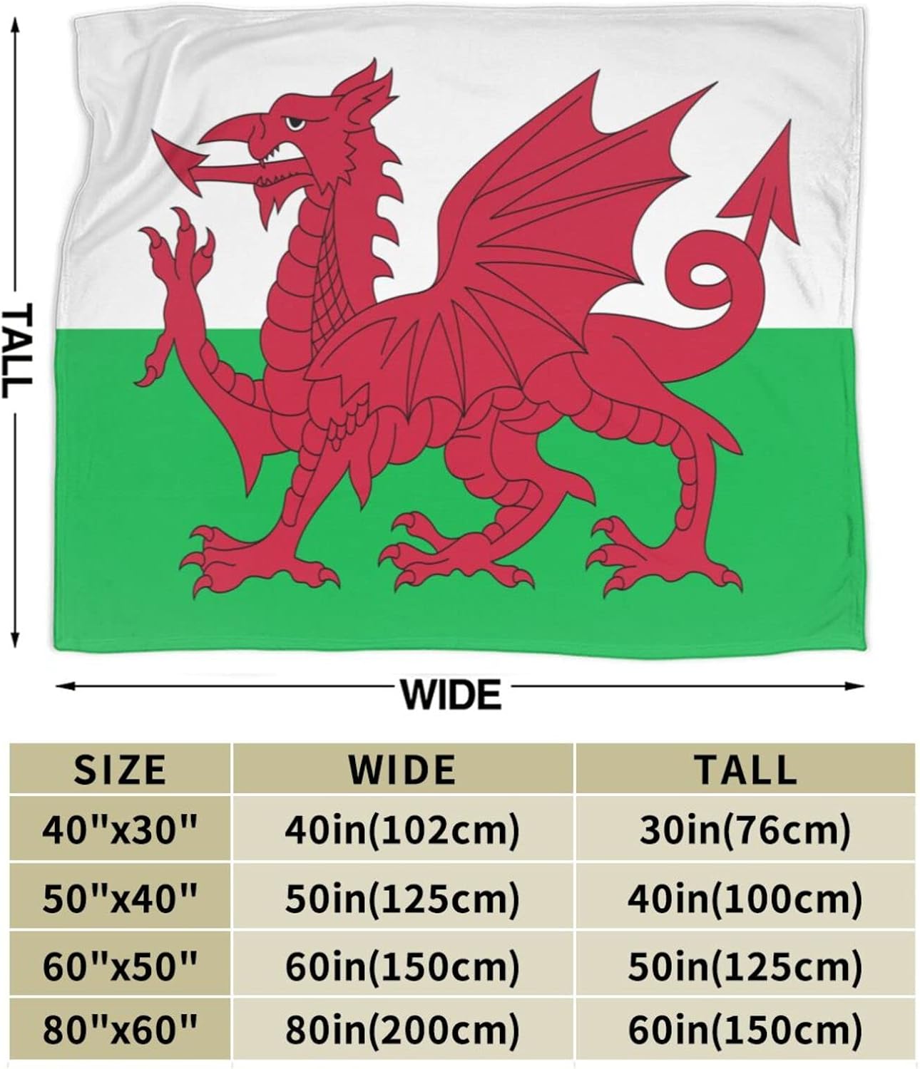 Flag of Wales Throw Blanket for Couch Bed Sofa Super Soft Cozy Throw Blanket 80"x60" Blankets