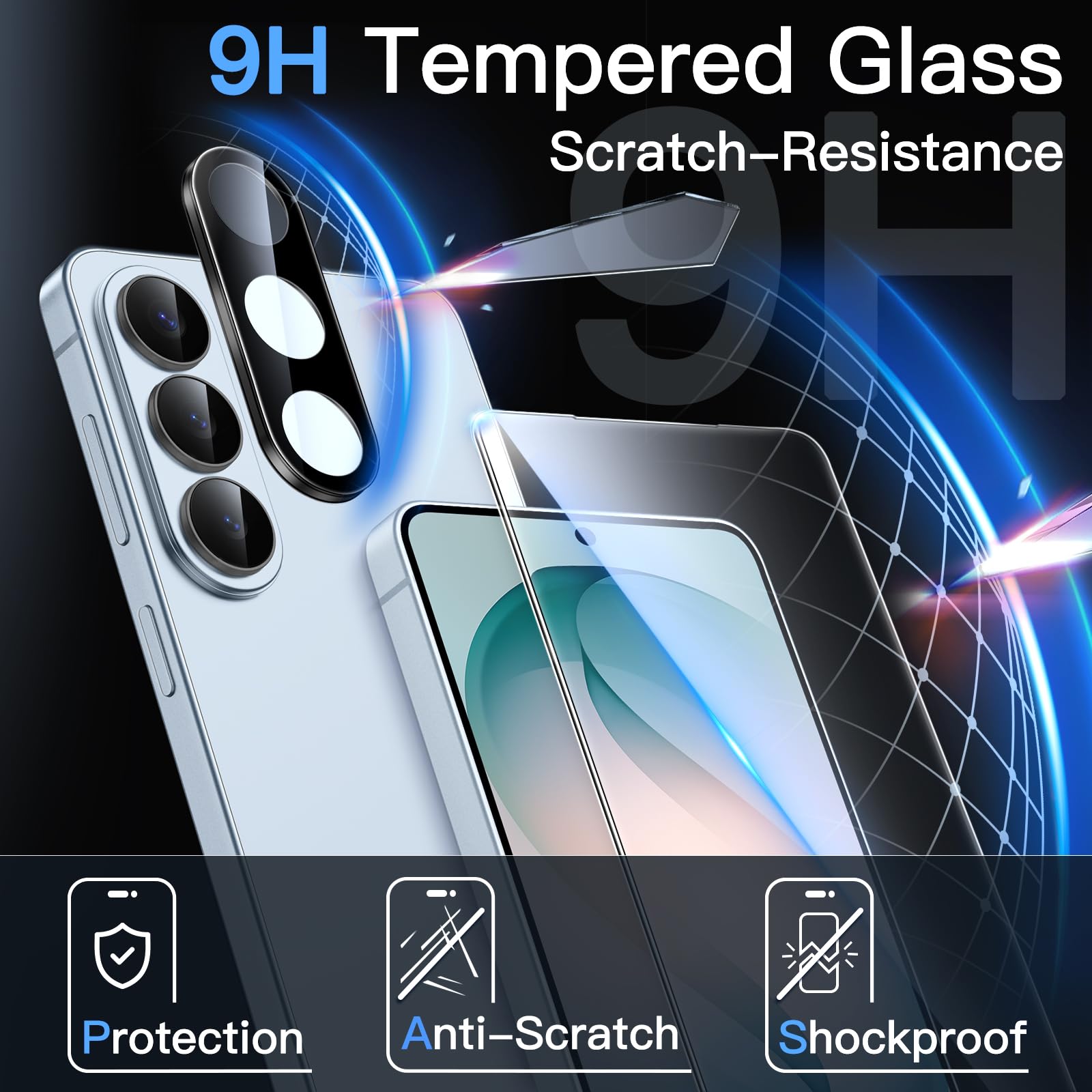 JETech Protection D'écran pour Samsung Galaxy S26 avec Protecteur d'Objectif de Caméra, Film en Verre Trempé 9H, Fingerprint ID Compatible, HD Transparent, 2 Pièces Chacun