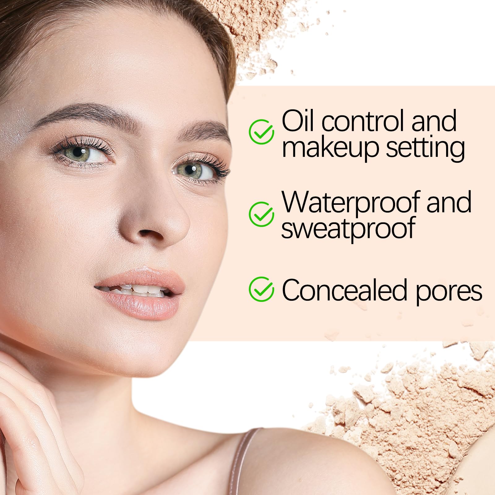 Boobeen Oil Control Face Pressed Setting Powder Compact, 24 Hour Long Lasting Translucent Setting Powder - Image 4