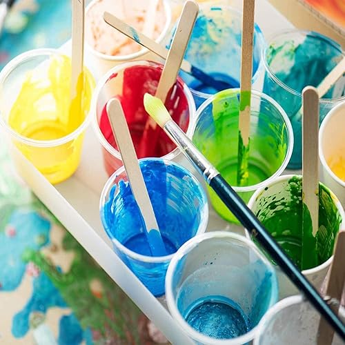 Miniatura 6 de Paquete de 30 vasos graduados de plástico de 2 onzas, vasos transparentes de 2 onzas con 30 varillas de madera para mezclar pintura, manchas, epoxi,
