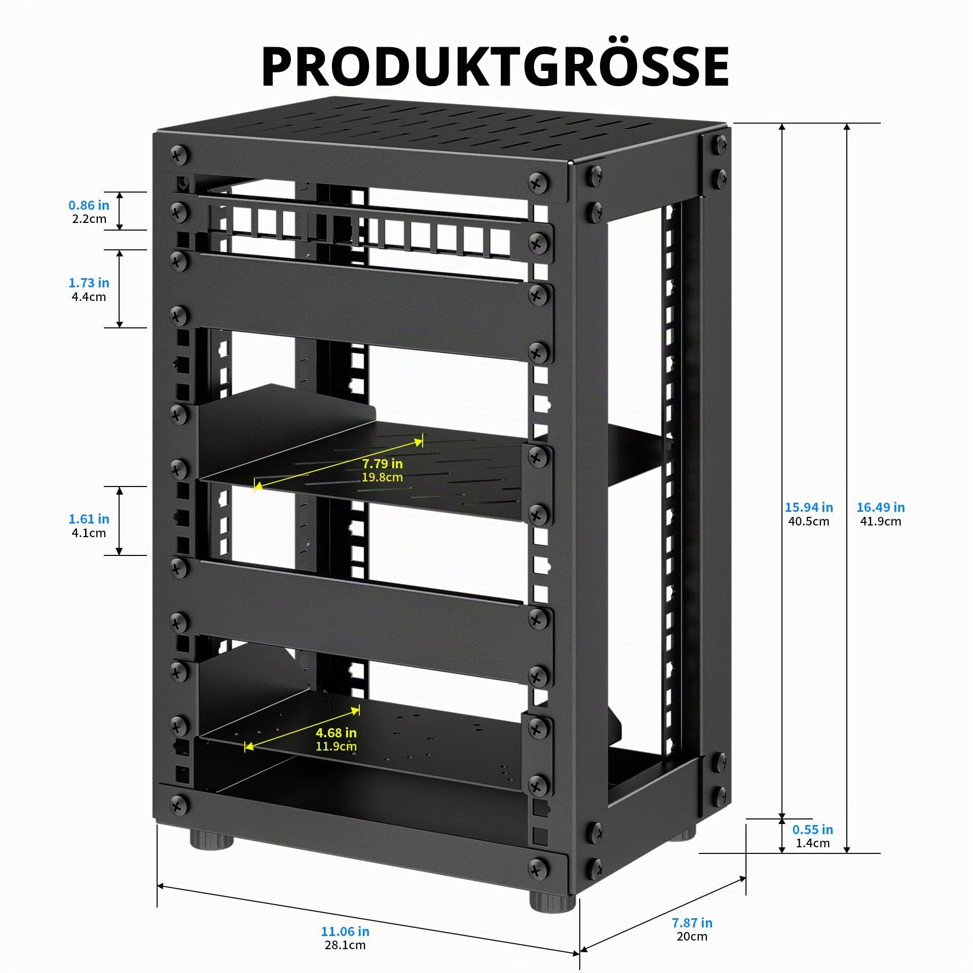 8U Serverschrank, 10 Zoll Mini Server Rack für Netzwerk, Server, A/V-Geräte und DIY-Projekte, 7,87 Zoll Tiefe, Schwarz