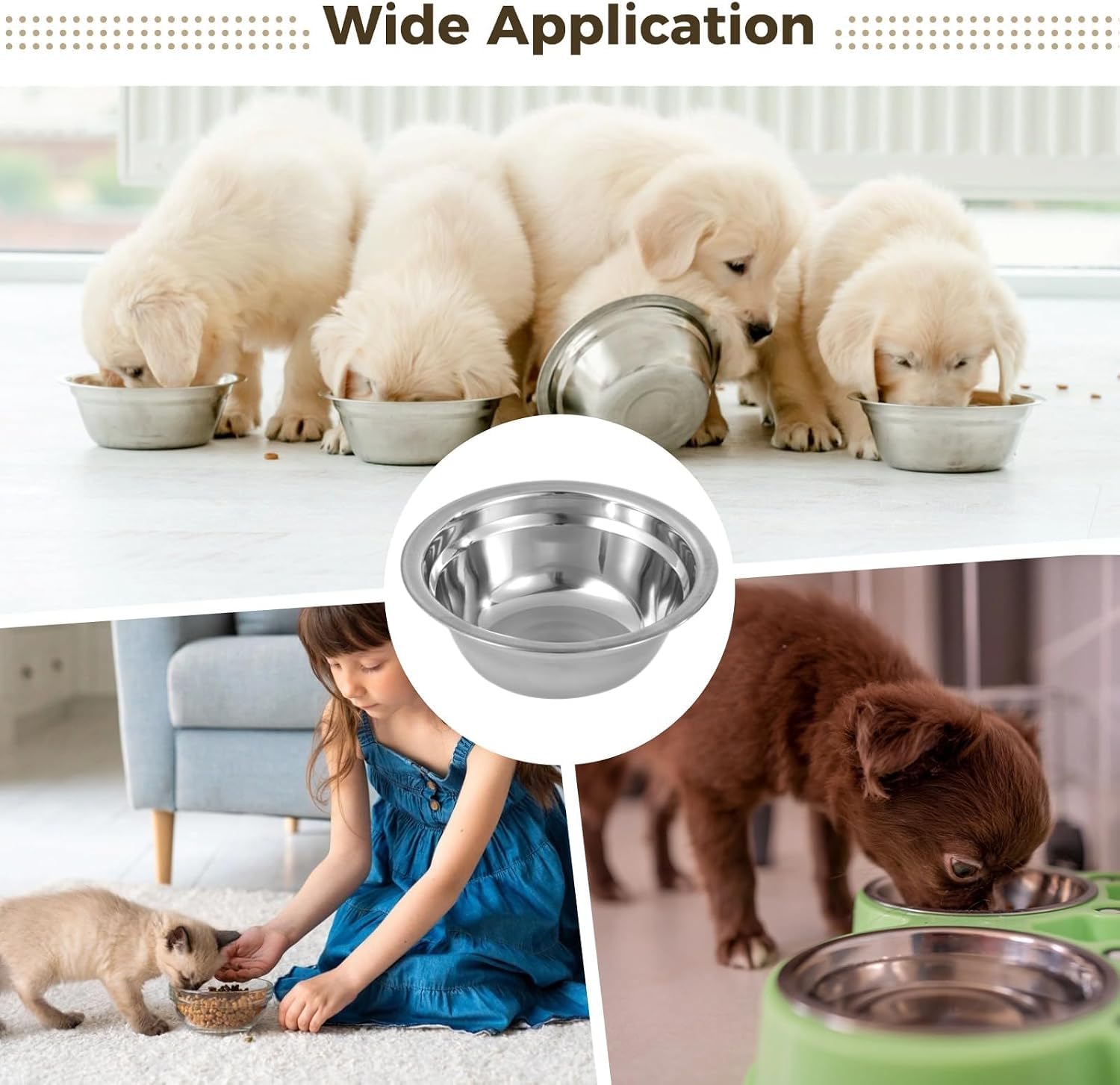 Lot de 30 gamelles for Chien en Acier Inoxydable, récipient de Nourriture et d'eau en Vrac en métal, 13 x 4,6 cm, Bol de Nourriture sèche et Humide for Petits Chiens et Chats, Passe au Lave-Vaisselle
