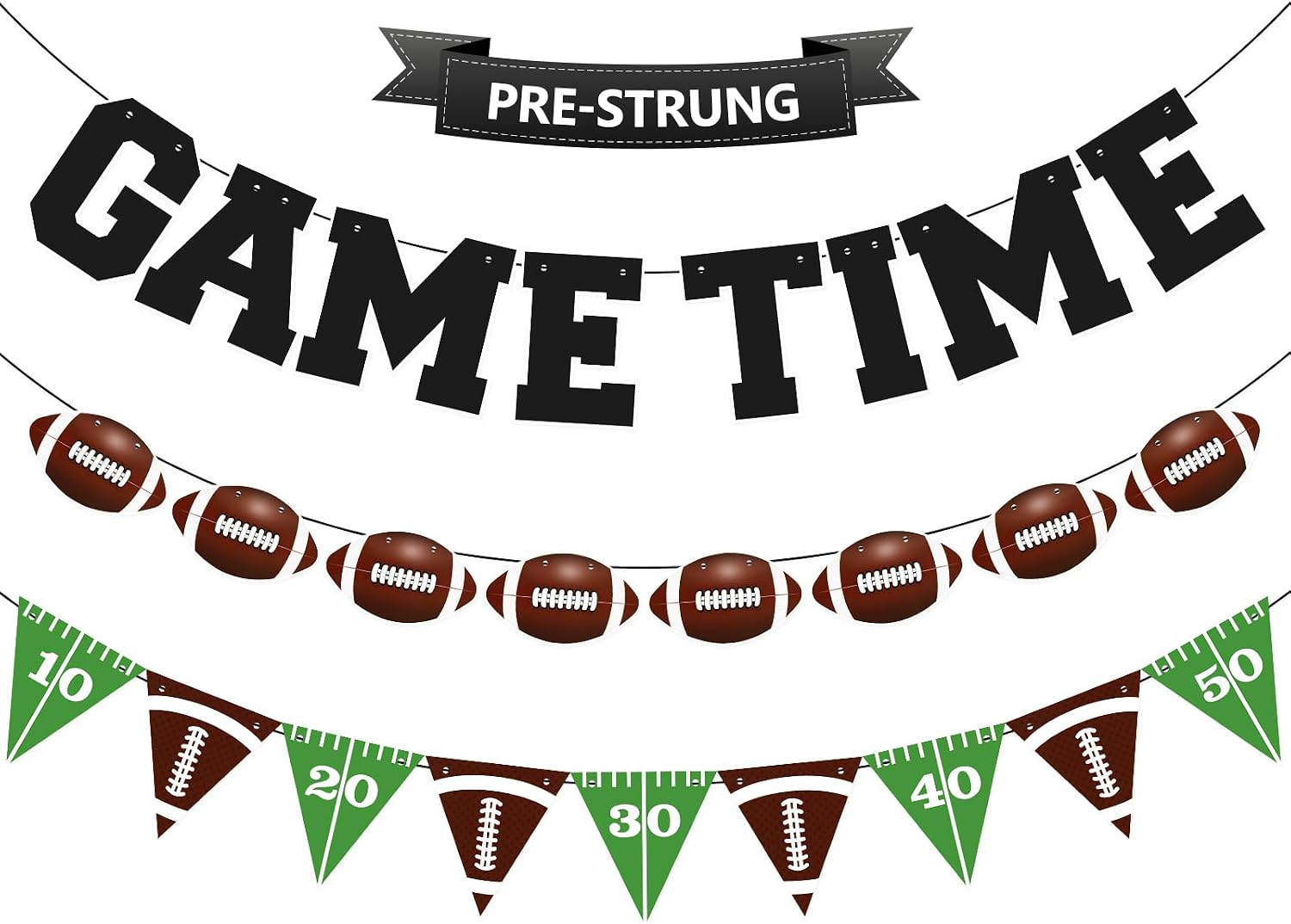 Football Party Decorations, Pre-strung Football Banner for Sports Birthday Party Decorations
