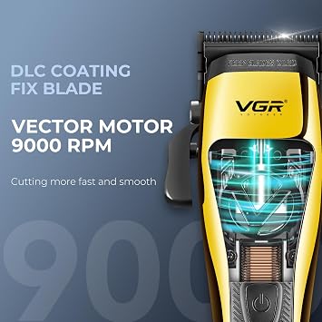 VGR Professional Hair Clippers and Trimmers Set, 10000 RPM Vector Motor Hair Cutting Kit, Cordless Barber Clippers DLC T-Blade Trimmers for Hair Cutting with Metal Body, Travel Case, V-015 & V-994